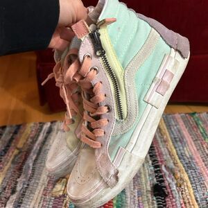 Vans Pastel High Tops Mint Green and Pink High-Top Sneakers Womens 8.5